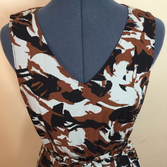 LL Bean Signature Graphic Patter Brown/Black/White Cotton Dress Size 6 - Picture 6 of 7